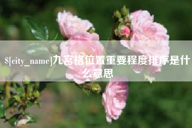绵阳九宫格位置重要程度排序是什么意思